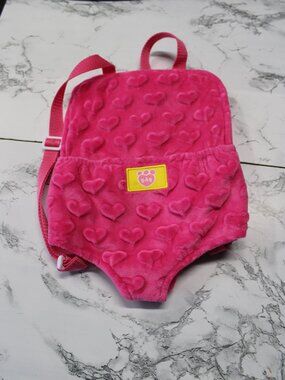 Build A Bear Buddie Backpack Hot Pink Hearts Soft Plush Fabric